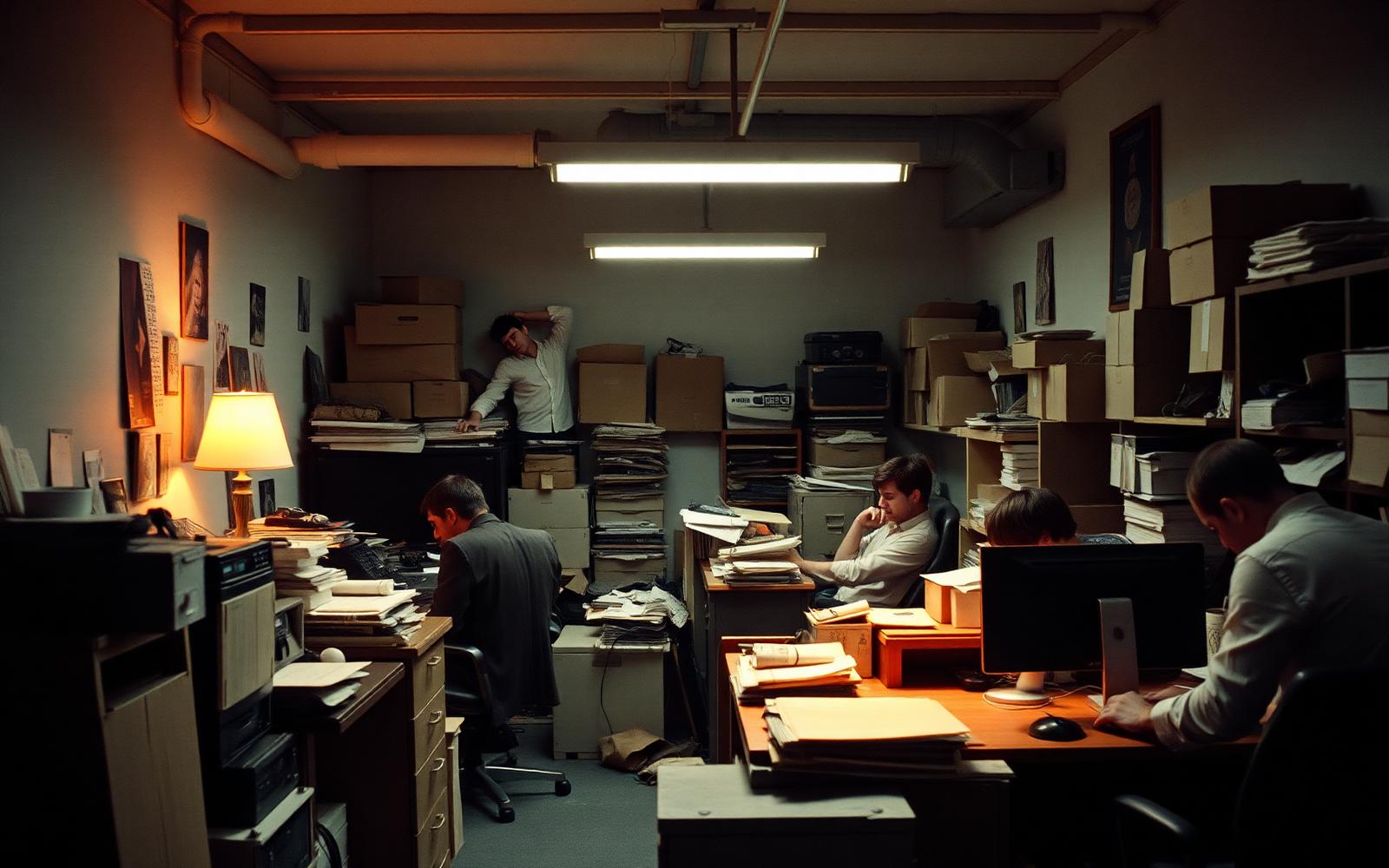 A small startup office overwhelmed by boxes and rapid growth